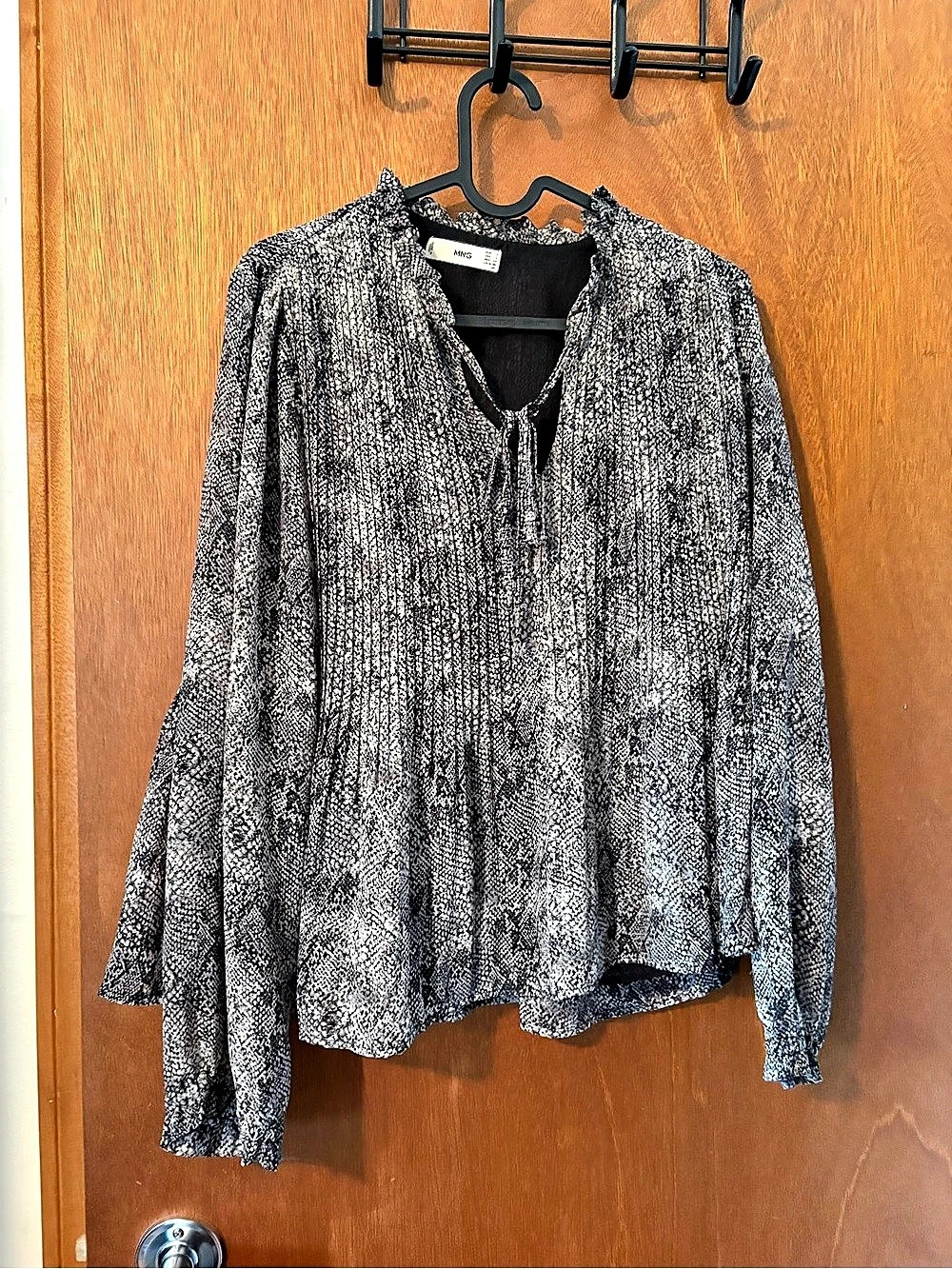 Mango Ruffle Blouse With Snake Print - Picture 2 of 10